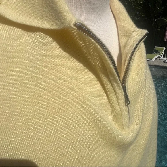 Raffi Linen Blend Light Yellow Polo Shirt Large - Picture 15 of 16